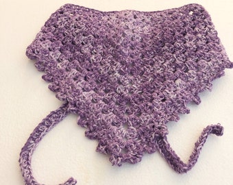 Violet Cotton Kerchief Crocheted Headscarf Gift For Her Crocheted Violet Kerchief Triangle Kerchief Crocheted Head Scarf Bandana