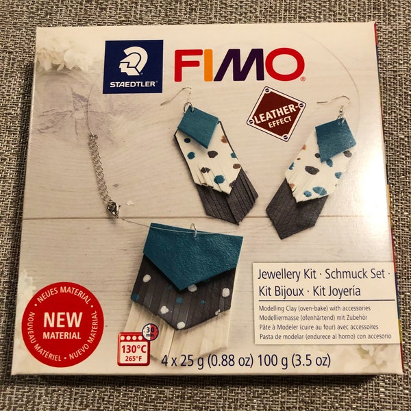 FIMO Jewellery Kit Schmuck Set Oven Bake Modeling Clay Jewelry Kit Leather Effect Clay Jewelry