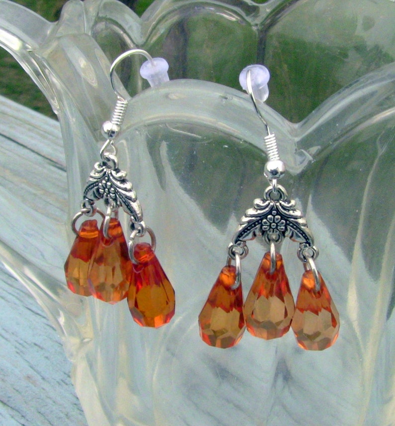 Amber Chandelier Earrings Amber and Sliver Chandelier Earrings Gift For Her Amber Chandelier Earrings Amber Bead Earrings