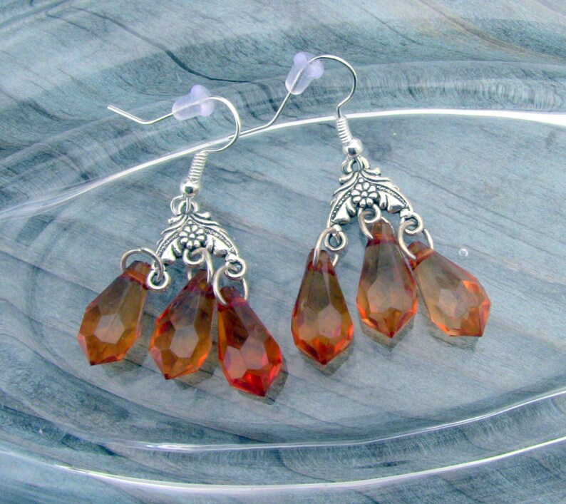Amber Chandelier Earrings Amber and Sliver Chandelier Earrings Gift For Her Amber Chandelier Earrings Amber Bead Earrings