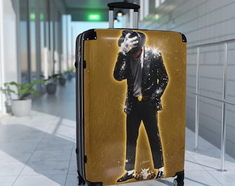 Michael Jackson Sparkling Dancer Suitcase | Pop Star Luggage, Gold Icon Design