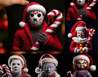 Horror Christmas PNG Bundle – Cool Scary Xmas Characters – Best Seller Digital Download – Trendy Popular Holiday Clipart