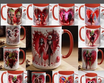Christmas Valentine Mug Wrap Bundle – 13 PNG for 11oz 15oz, Romantic Couples 3D Cracked Wall Heart Effect, Love Wraps, Best Seller Popular
