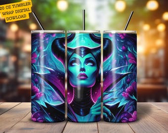 Maléfica Halloween PNG | Diseño de sublimación 3D de Hada Oscura para camiseta y vaso de 593 ml