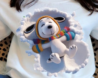 Snoop Playing in the Snow PNG • 3D Trendy Holiday Dog • Best Seller Christmas Snow Angel Clipart for Shirts & Mugs