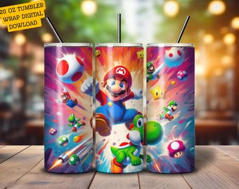 Taza de Mario – Vaso de sublimación de 590 ml con diseño de Mario de dibujos animados