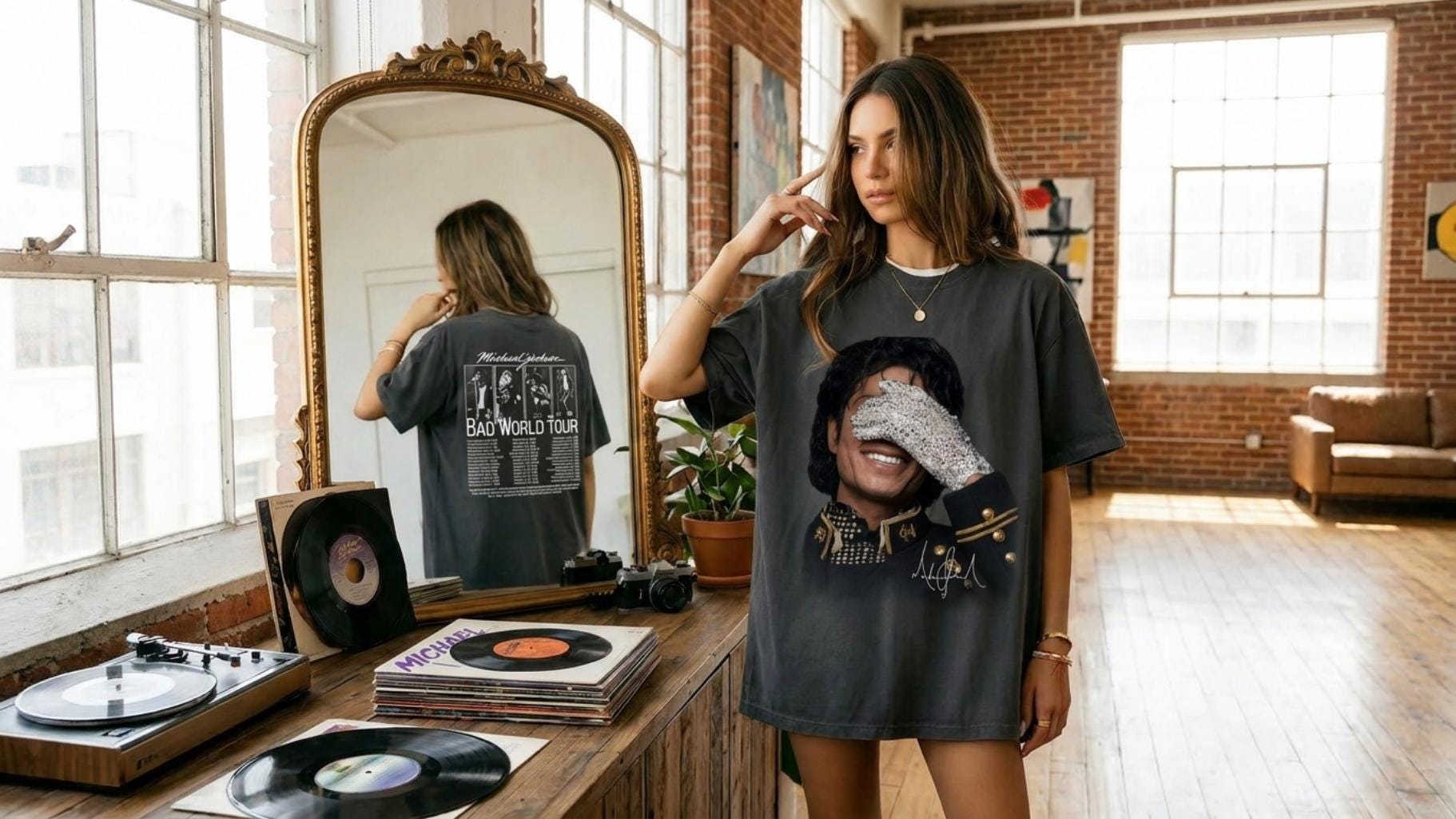 T-shirt Michael Jackson Bad World Tour 1987 Michael Jackson portrait ...