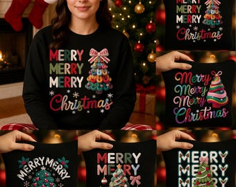 Merry Christmas PNG Bundle • Cozy Wool Knit Holiday Designs • Vintage & Trendy Xmas Clipart for Shirts, Mugs, Crafts