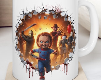 Halloween Chucky Mug T-shirt PNG – Horror Movie Horror Friends 11oz 15oz Sublimation Design