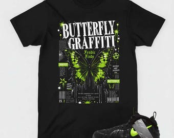 Butterfly Graffiti Graphic Tee, Shirt Match Foamposite Electric Green, Streetwear Urban Gift