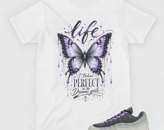Butterfly Dream Girls T-Shirt, AM 95 OG Big Bubble Bright Violet Matching Apparel