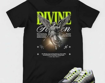 Angel Statue Graphic Tee, AM 95 OG Neon Sneaker Matching Shirt, Divine Streetwear T-shirt