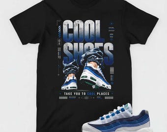 Cool Shoes T-Shirt, AM 95 White Slate Blue Matching Apparel