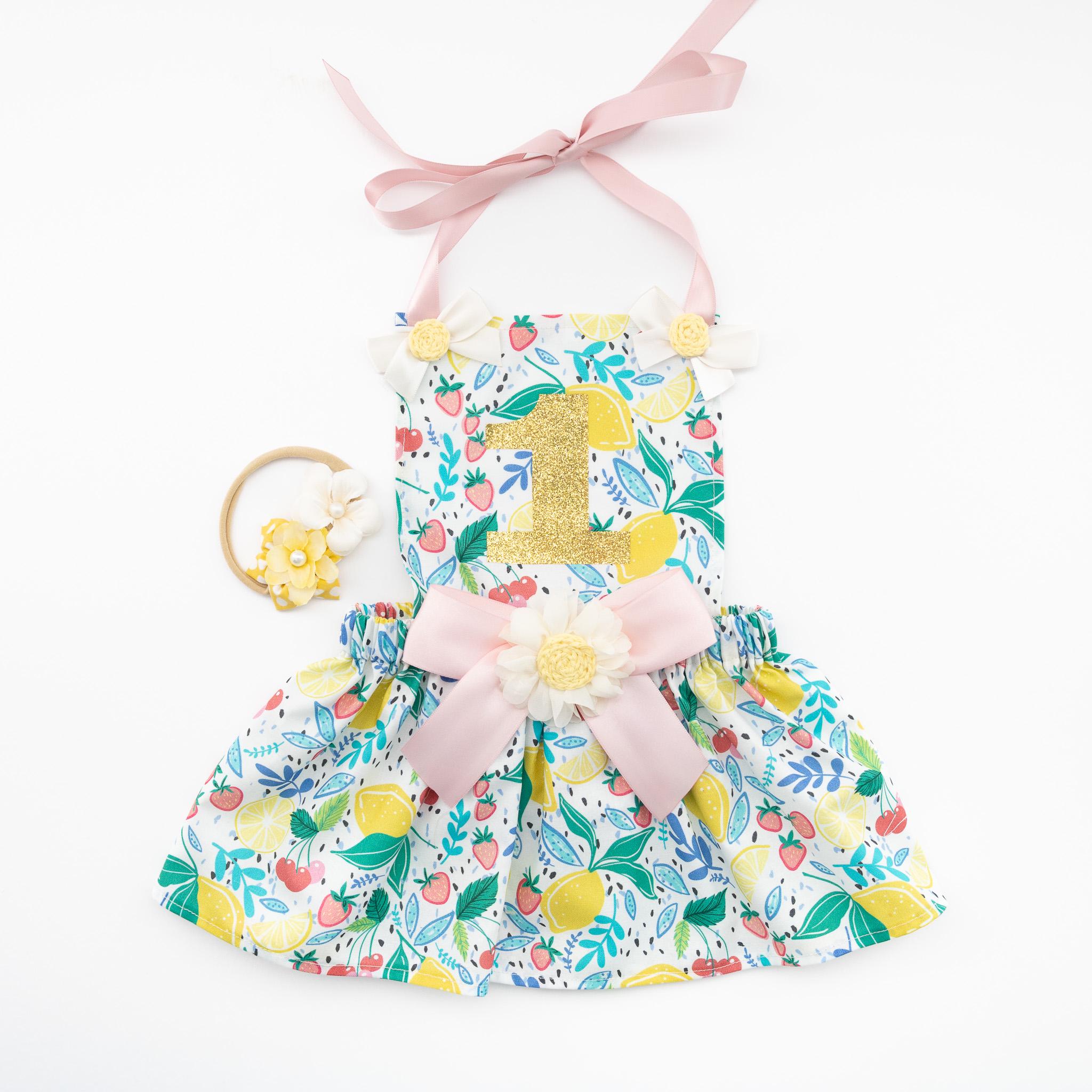 fruit theme birthday dress Pastel Pink Fruits Theme Birthday Frock For Baby Girl
