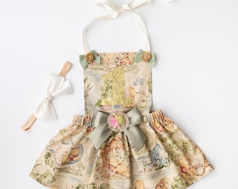Conjunto de Winnie the Pooh para el primer cumpleaños de niña, vestido clásico de cumpleaños de Pooh, vestido de cumpleaños de Pooh, primer cumpleaños de Winnie the Pooh, conjunto de vestido de Pooh