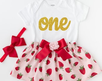 Strawberry 1st Birthday Outfit, Berry Sweet Birthday, Strawberry Birthday Dress, Pink Strawberry Birthday Dress, Strawberry Outfit, Birthday
