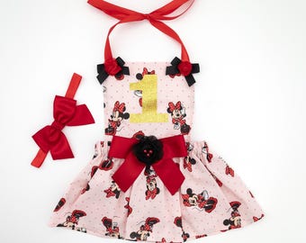 Tenue d'anniversaire Minnie, 1er anniversaire de Minnie, tenue d'anniversaire classique Minnie, tutu d'anniversaire Minnie, robe d'anniversaire Minnie, anniversaire de Minnie Mouse