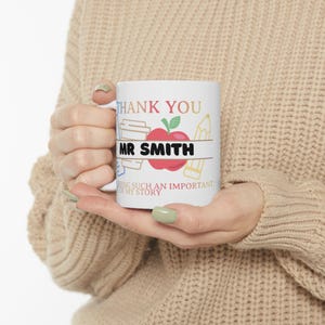Custom Teachers Thank You Ceramic Mug, Personalized Gift, Appreciation Mug, Teachers Day, Graduation