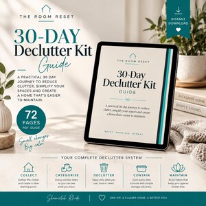 Programa de 30 días para ordenar y deshacerse de lo innecesario / Cuaderno de trabajo para organizar el hogar / Descarga digital