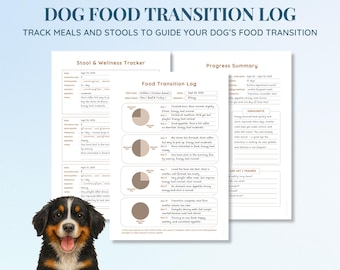 Dog Food Transition Log | Canine Diet Change Tracker for Fresh & Raw Feeding ( Printable PDF )