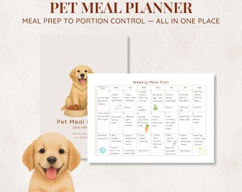 Dog Meal Planner: Pet Feeding Log, Portion Tracker, Allergy & Food Journal (Printable PDF)
