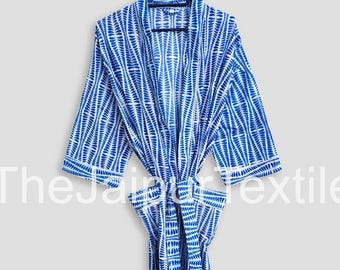 Kimono-Robe aus 100% Baumwolle: Waffelstruktur, Free-Size Lounge Wear