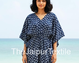Soft Cotton Kaftan Dress Women – Breathable Summer Maxi, Bohemian Lounge Dress with Pockets