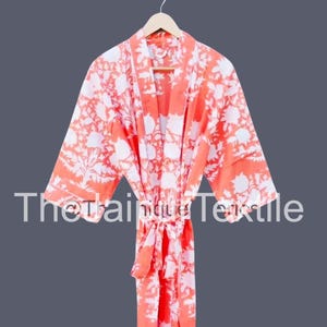 Handmade 100% Pure Cotton Kimono, Indian Floral Printed Bath Robe, Bridal Party Robe, Japanese Kimono, Lounge Wear, Bridesmaid Robe