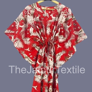 Handmade Cotton Kaftan Robe: Jungle Print Boho Maxi Dress