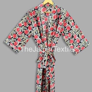 Handmade Cotton Kimono Robe: Boho Floral Print Loungewear
