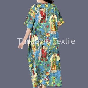 Boho Cotton Kaftan Dress: Handmade Block Print Loungewear