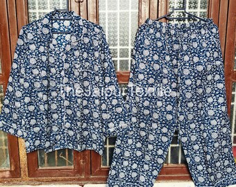 Katoenen pyjamaset voor dames – lichtgewicht zomernachtkleding, relaxte loungepyjama