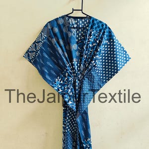 Vestido caftán 100% algodón con estampado a mano, estilo bohemio maxi, ropa de maternidad