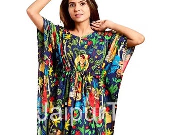 Vestido caftán 100% algodón, ropa de estar por casa estilo bohemio, pareo de playa, vestido de maternidad