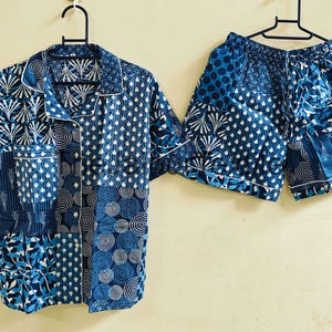 Indian Block Print Pajama Short Set, 100% Cotton Pj Shorts, Bridesmaid Pajamas, Lounge wear, Summer Dress, Birthday Gift