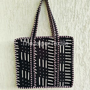Tribal Print Tote Bag – Handmade Cotton Canvas Tote, Boho Mud Cloth Style Bag, Reusable Eco-Friendly Shopper, Modern Minimal Bag