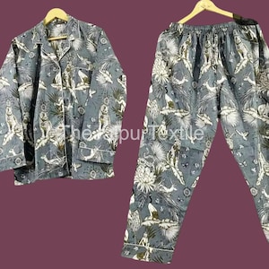Summer Cotton Pajama Set, Indian Pajama Set, Animal Print Pajama Set, Pure Cotton Pajama Set, Pant And Shirt, Night Suit, Women&#39;s Clothing