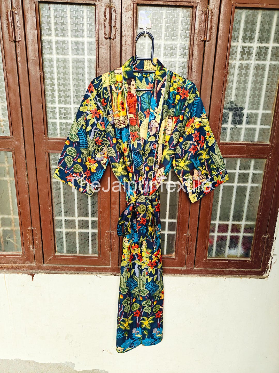 Frida Kahlo Print Kimono Robe, 100% Cotton Kimono Dress, Bridesmaid ...