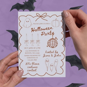 Editable Halloween Party Invitation: Trendy Design (Digital Download)