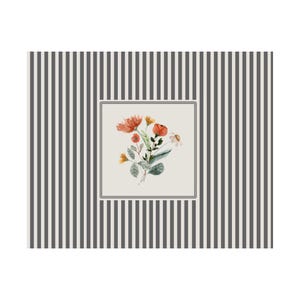 Striped Minimalistic Floral Wall Art Set of 3 | Digital Print Set | Botanical Prints for Gallery Wall
