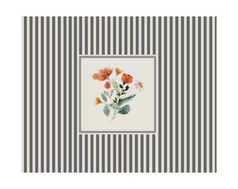 Striped Floral Print Set of 3: Minimalist Botanical Gallery Wall Art (Digital Download)