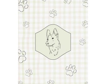 Huella de perro pastor belga malinois: huellas de patas en tablero de ajedrez verde (descarga digital, archivo PNG de 8x10)