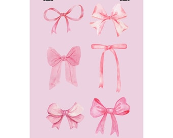 Pink Bow Print: Girly Feminine Wall Art (Digital Download, 8x10 PNG File)