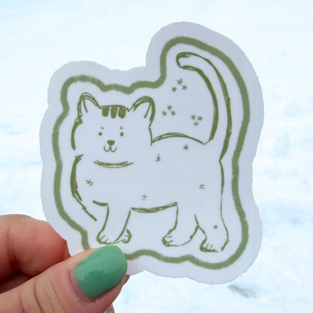 Handmade Glossy Vinyl Cat Sticker | Water-resistant Decal for Cat ...