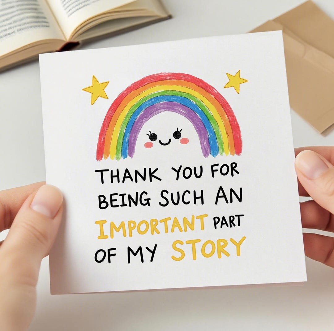 Teacher Thank You Card, Thank You for Being Part of My Story Card, End ...
