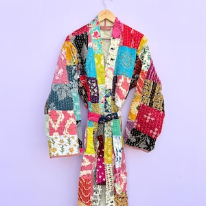 Giacca Kantha: patchwork indiano vintage fatto a mano - cotone leggero