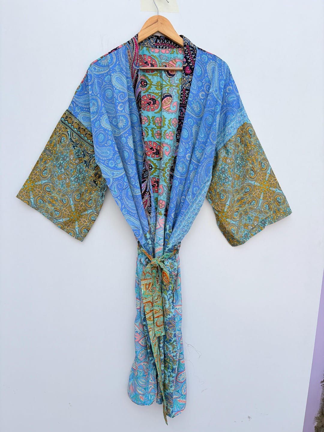 Lightweight Silk Robe With Golden Robe | Bridesmaid Gift | Luxury Long ...