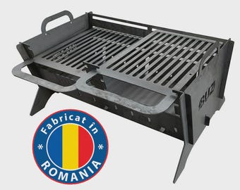 Tragbarer Flachverpackungs-BBQ-Grill - Zusammenklappbare Hochleistungsfeuerstelle aus Stahl - Bushcraft Campingkocher - Holzbefeuerte Outdoor-Kochausrüstung