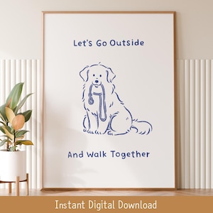 Arte mural de golden retriever / Arte de perro retriever / Arte mural imprimible de perros / Impresiones de paseos de perros / Impresiones de arte de perros / Descarga digital / Regalo para amantes de los perros