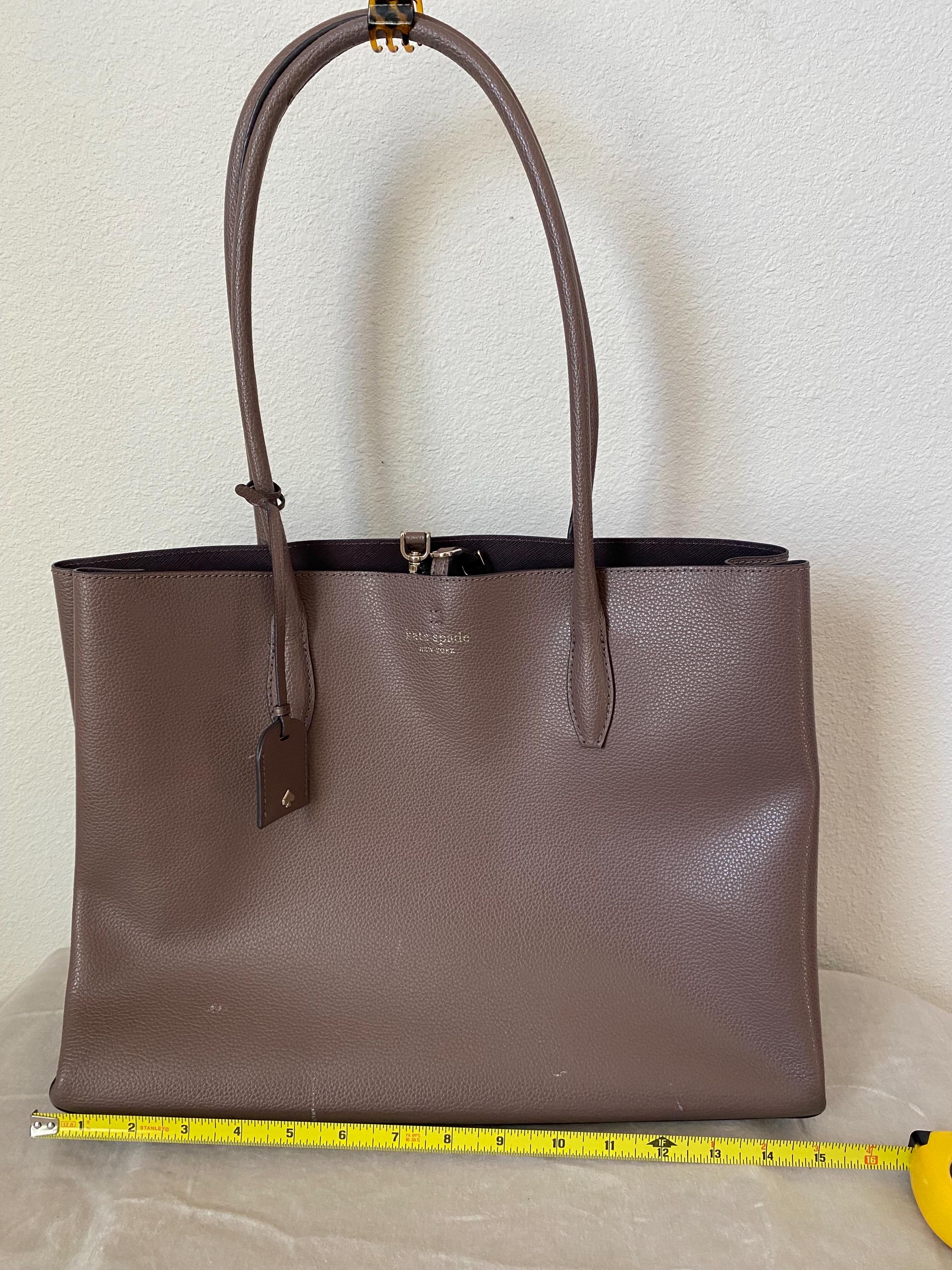 Kate Spade Taupe Leather Tote Bag - NEW & Never Used Kate Spade New York Margaux Taupe Pebble Leather... | Depop main image 3